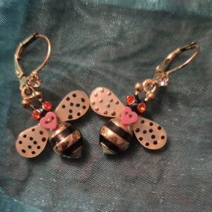 Betsey Johnson Gold and Black Bee Earrings